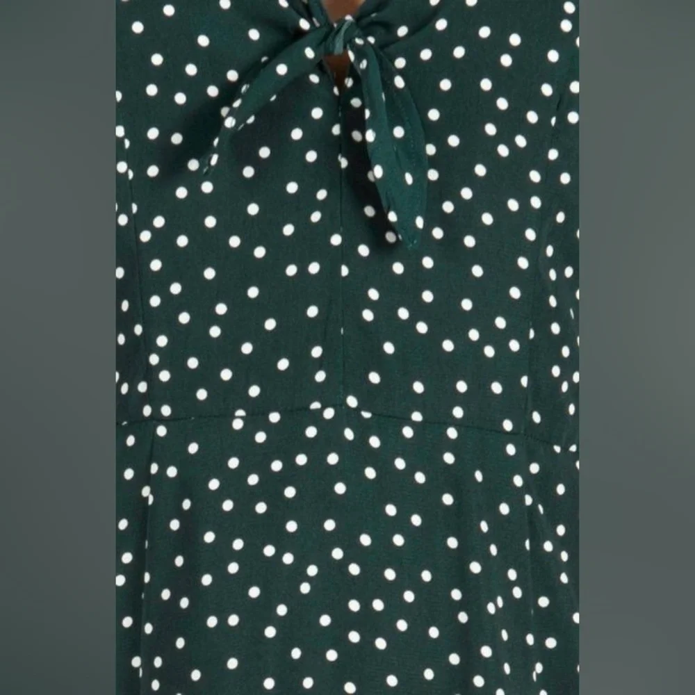 🌲🚉 Dissh Dark Green Polka Dot Tie Dress 🚉🌲 Size 12 - Picture 5 of 10
